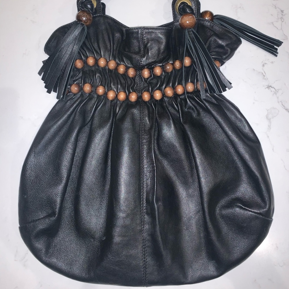 BCBG Women’s tote Bag Purse-Lamb leather-Black